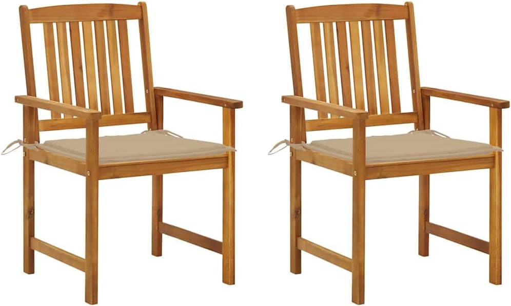 Patio Chair Patio Chairs with Cushions 2 pcs Solid Acacia Wood