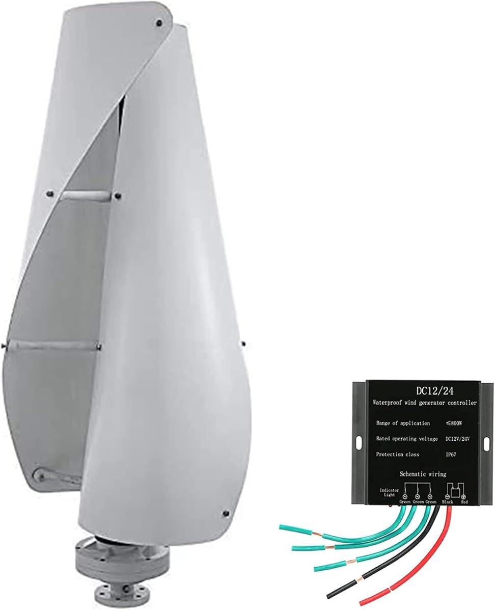 PERON Vertical Wind Turbine Generator, 8000W Helix Magnetic Levitation Axis Windmill with Charge Controller for Home Outdoor Garden Electricity Producer Equipment (48V)