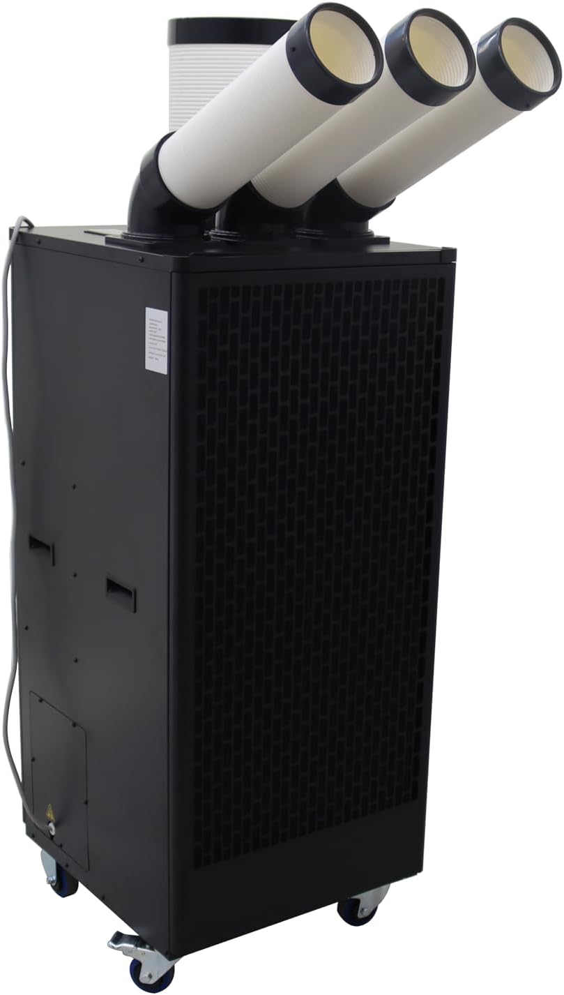 Air Flow 1000-1100m³/h Industrial Portable Air Conditioner with Wheels 13L Tank Three Tube Commercial Spot Cooler Adjustable Air Outlet Ideal for insititute Workshops Outdoor Events 220V 2500W