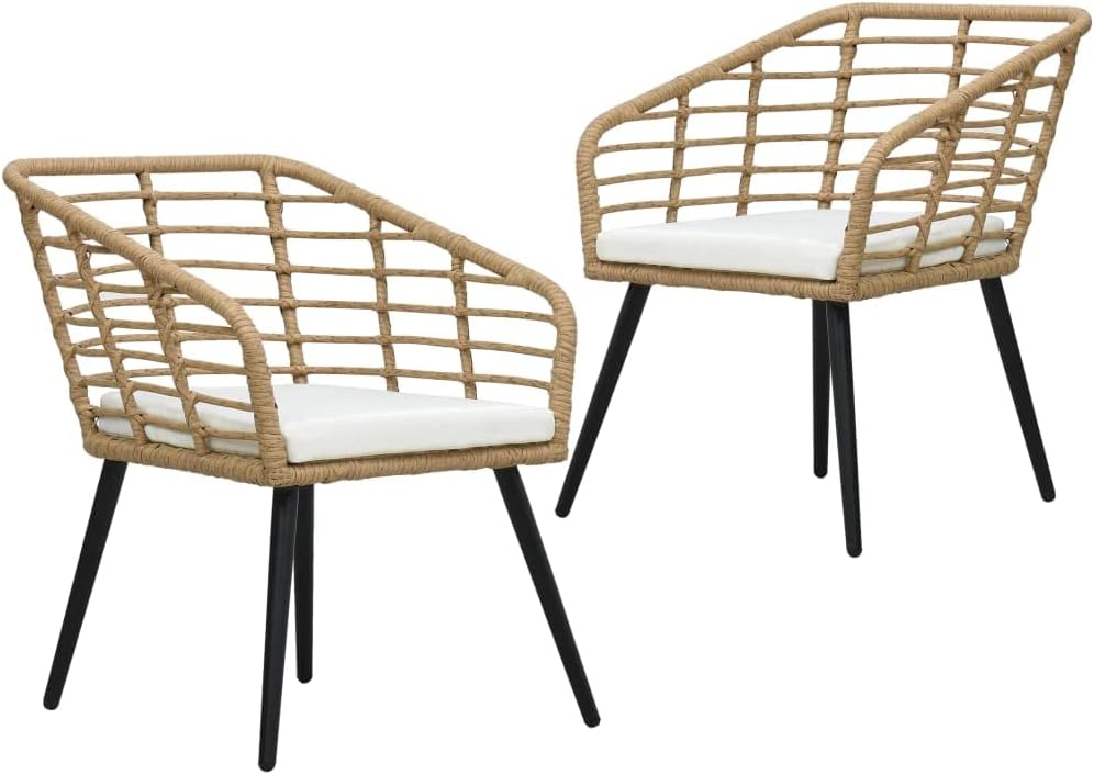 Patio Chairs with Cushions 2 pcs Poly Rattan Oak,Versatile Poly Rattan Chairs for Enhanced Outdoor Comfort Outdoor Furniture, Outdoor Chairs