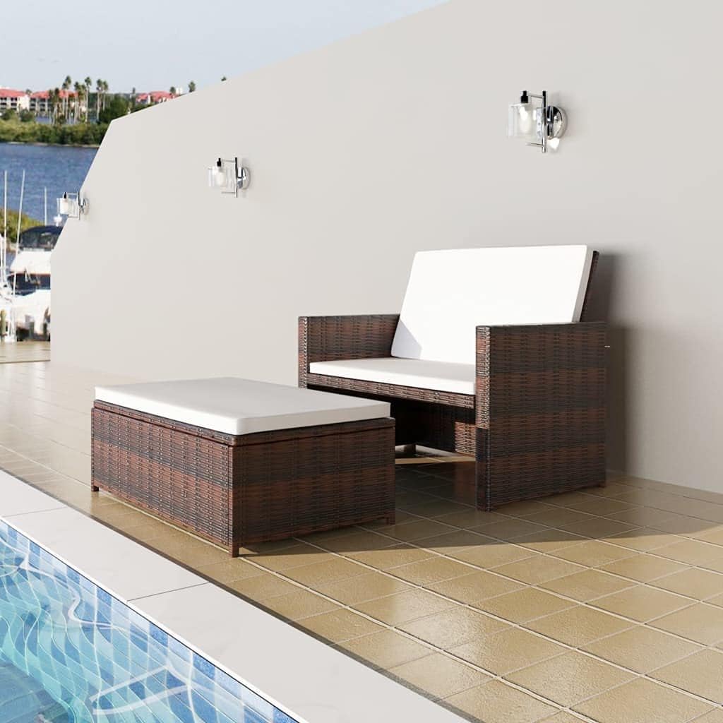 Outdoor Furniture Patio Sofa Poly Rattan Brown