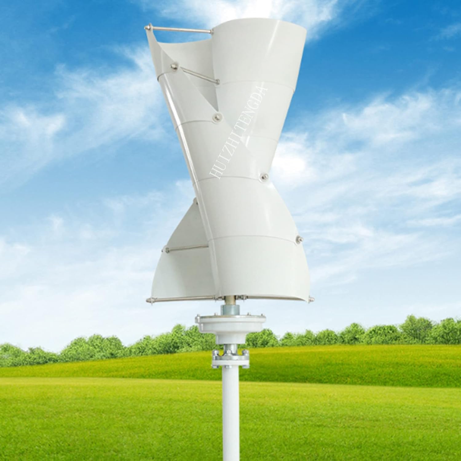 12V 24V 48V 220V Vertical Wind Turbine Generator,4000W 10 Blade Home Spiral Wind Power Turbine Generator for Home Or Camping(White)