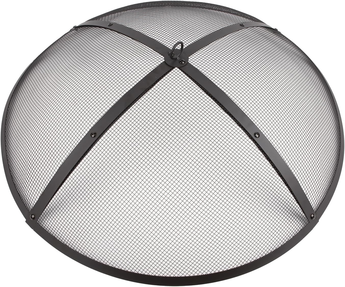 32Inch Heavy Duty Steel Fire Pit Spark Screen Cover,Outdoor Round Patio Mesh FirePit Screens Guard,Domed Fire Pit Ember Lid with Handle