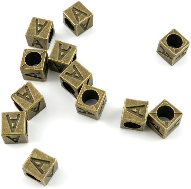 1180 Pieces Jewelry Making Charms Findings Antique Bronze Brass Fashion Jewellery Wholesale Supplies Pendant Lots Bulk Supply C7AO1 Alphabet A Cube Loose Beads