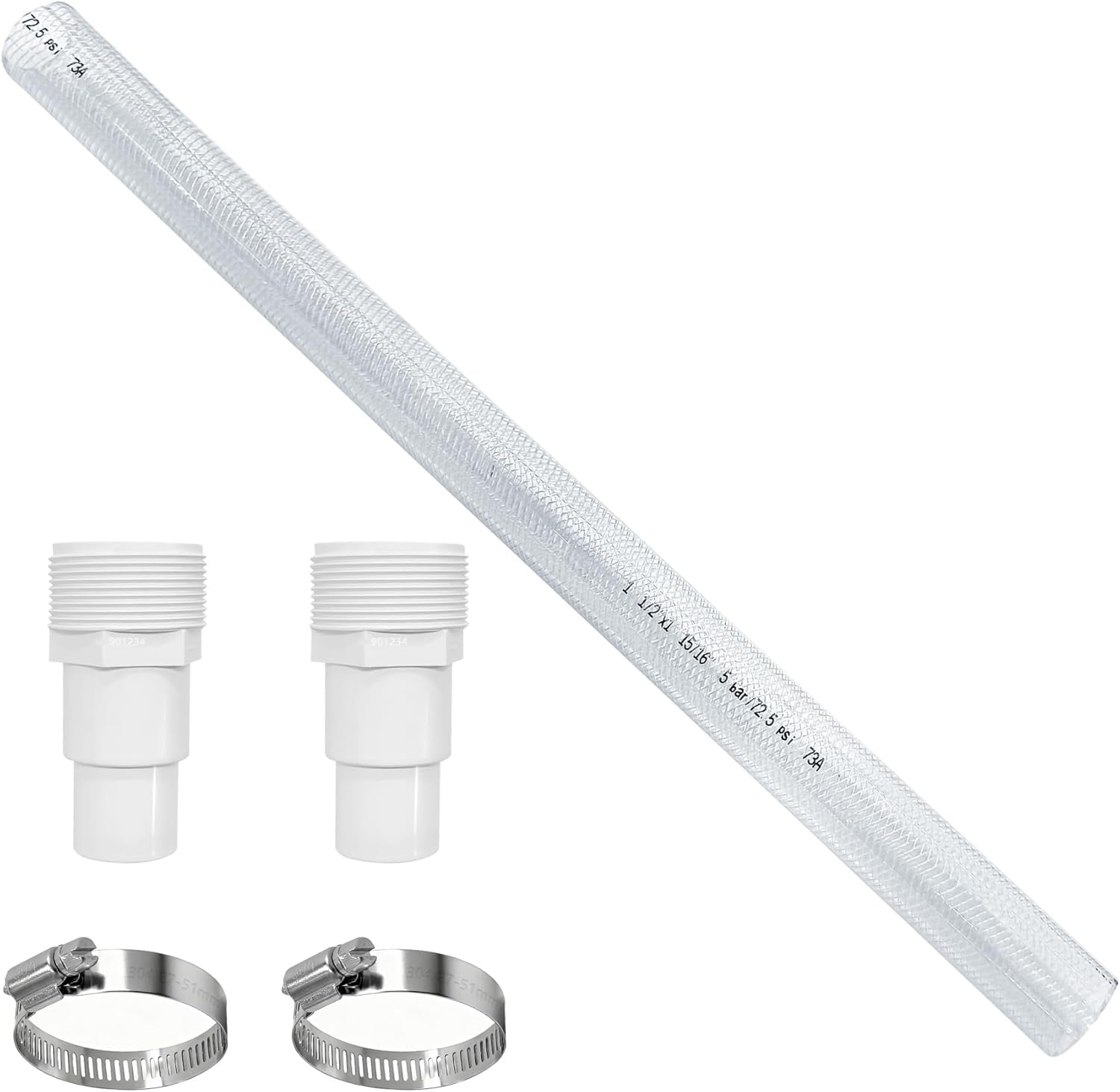 IWIWE SX160Z3 31-Inch Clear Replacement Hose Fits for Hayward S160t & S190t Series Sand Filters (Includes 2 Hose Clamps + 2 Water Pipe Interfaces)