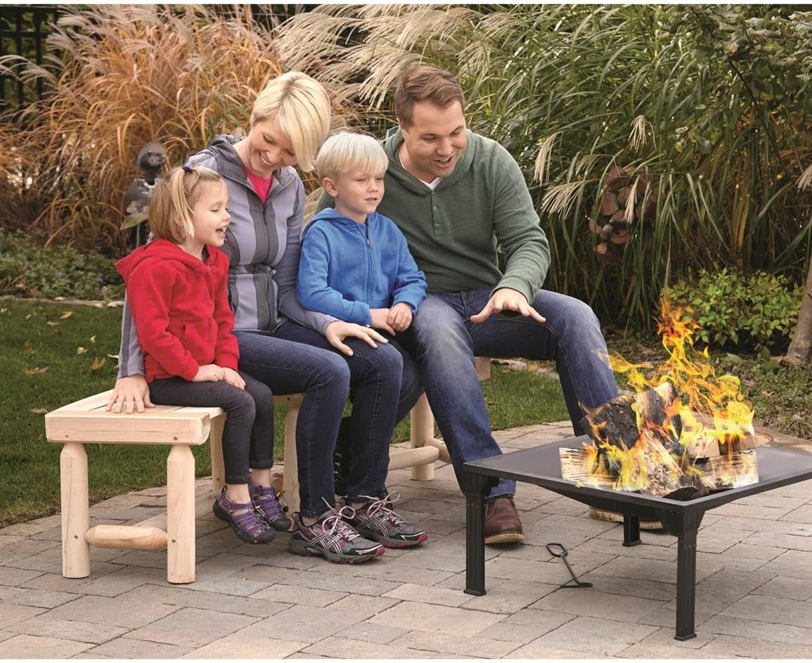 Curved Fire Pit Bench, Wood Log Bench Seat, Outdoor, Backyard, Rustic