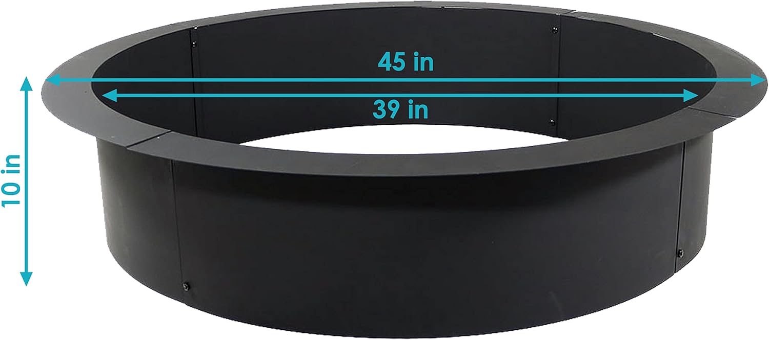 Sunnydaze 45-Inch Diameter 2mm Thick Steel Fire Pit Ring Insert and 32-Inch Steel Fire Pit Poker Stick with Wood Handle