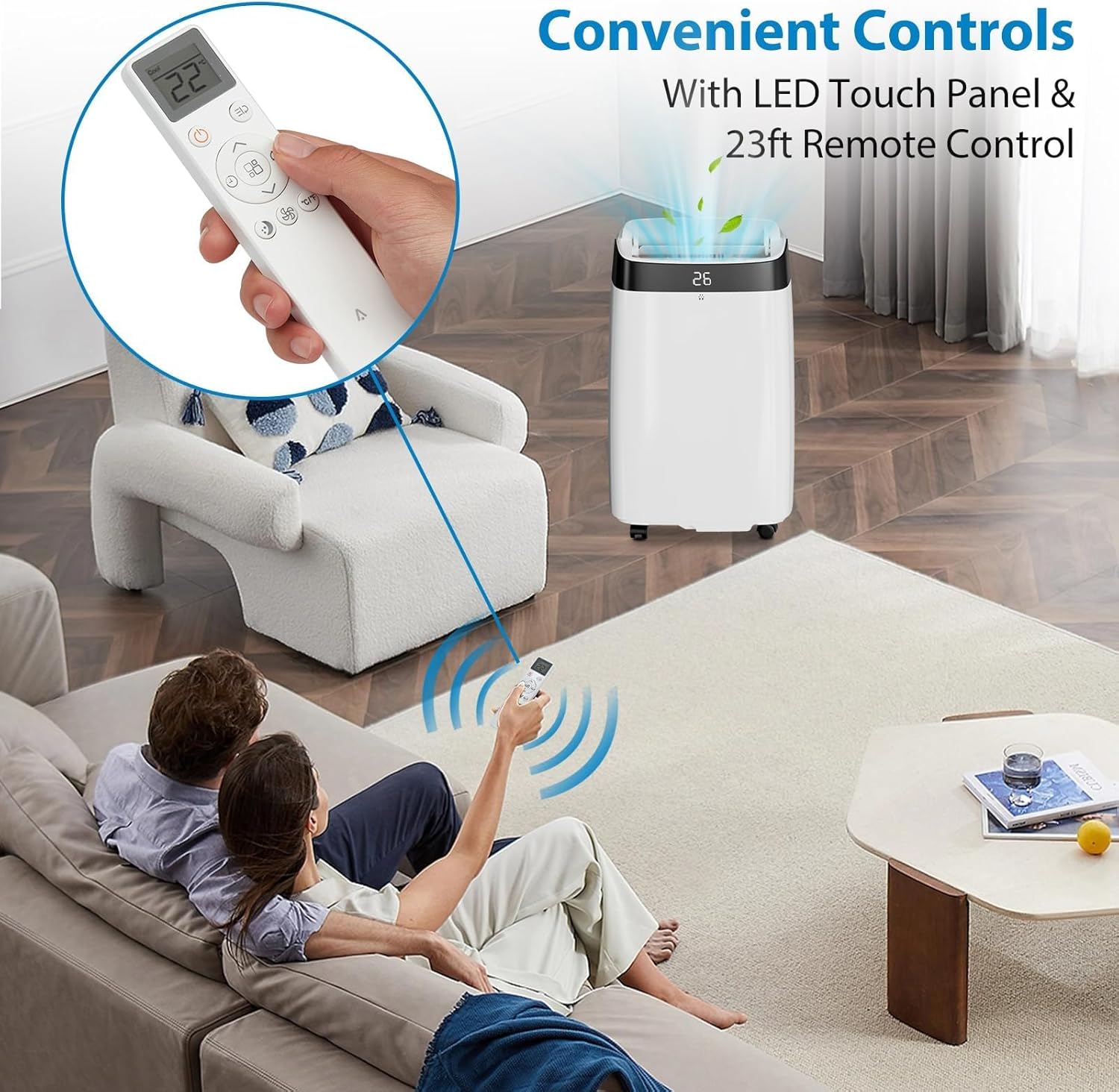 Portable Air Conditioners, 3-In-1 AC with Remote Control Cools Up to 450 Sq. Ft,10000 BTU Mini Air Cooler with Digital Display and 24H Timer for Office and Home