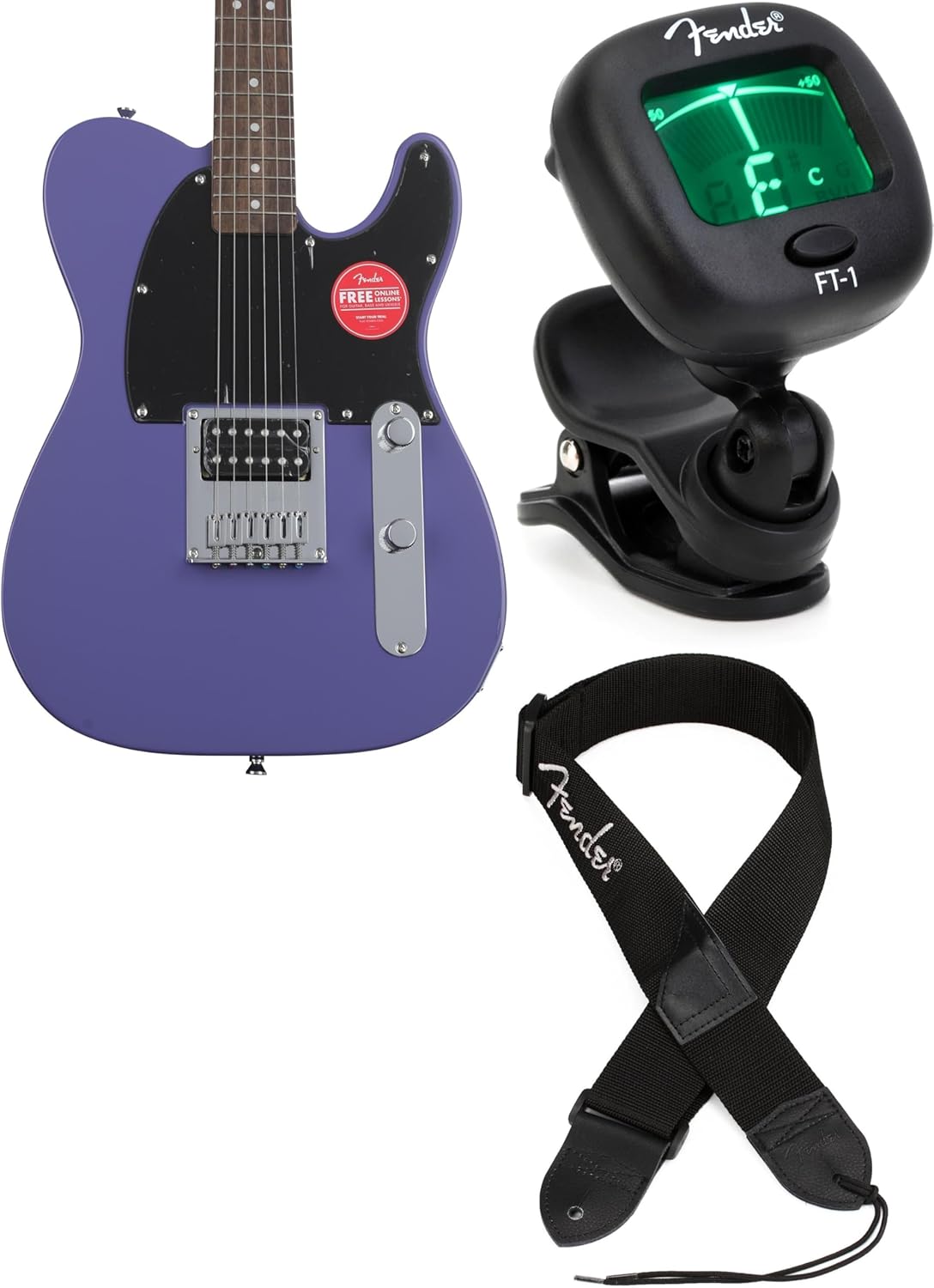 Squier Sonic Esquire Electric Guitar - Ultraviolet Finish, Poplar Body, Maple Neck, Laurel Fingerboard, 1 Humbucking Pickup, Includes Tuner and Strap