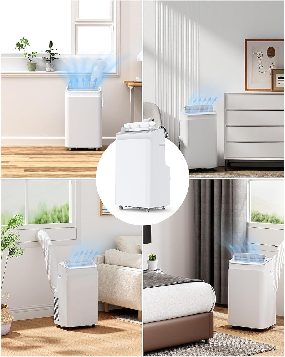 12000 BTU Portable Air Conditioner, Smart Portable AC Cools Up to 350-450 Sq.Ft, Standing Quiet Cooling Portable AC Unit with Remote Control, for Large Room, Office, Garage