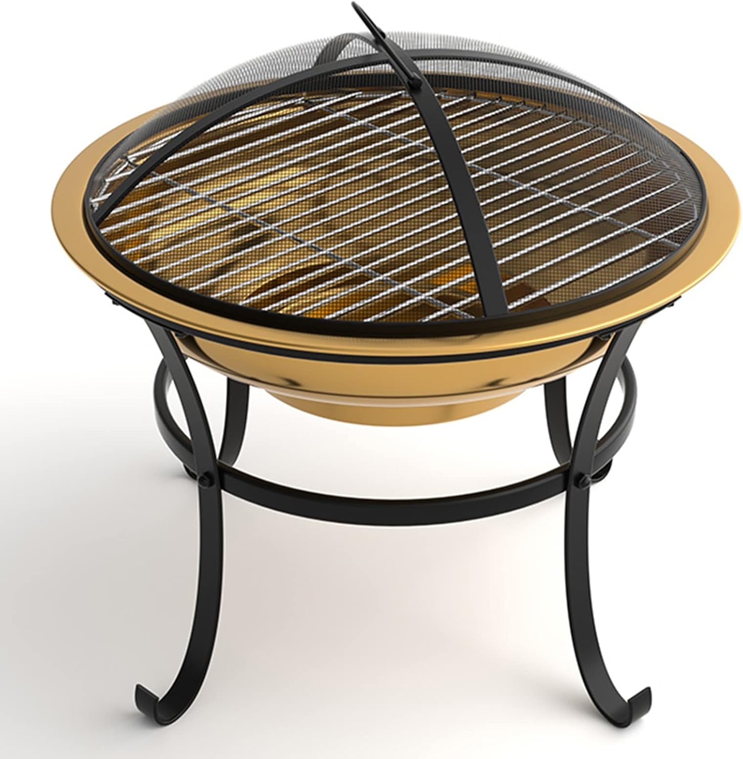 LXLZYXSF Outside Inside Round Fire Pit, Wood Burning Fire Basin Bowl for Patio Backyard Garden Deck Porch Camping Living Room, Metal (Color : Light Coffee, Size : 50cm/19.6inch Wide)