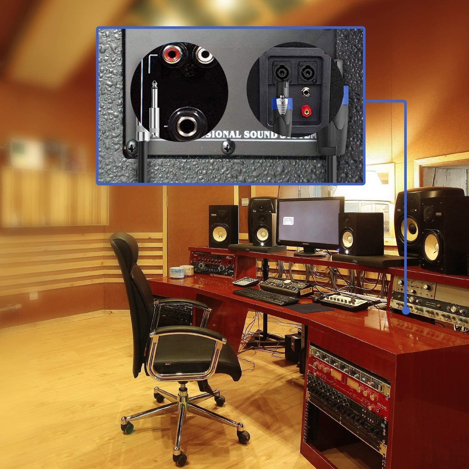 Pro 200 Feet Speakon to 1/4 Speaker Cable - 200 ft 12 Gauge Speakon to 1/4 Male Inch Audio Amplifier Connection Heavy Duty Cord - Single