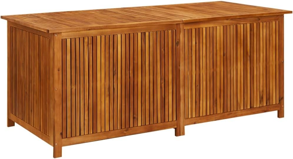 Patio Deck Box Solid Acacia Wood Outdoor Wooden Storage Box Container for Patio Furniture Cushions, Garden Tools (68.8
