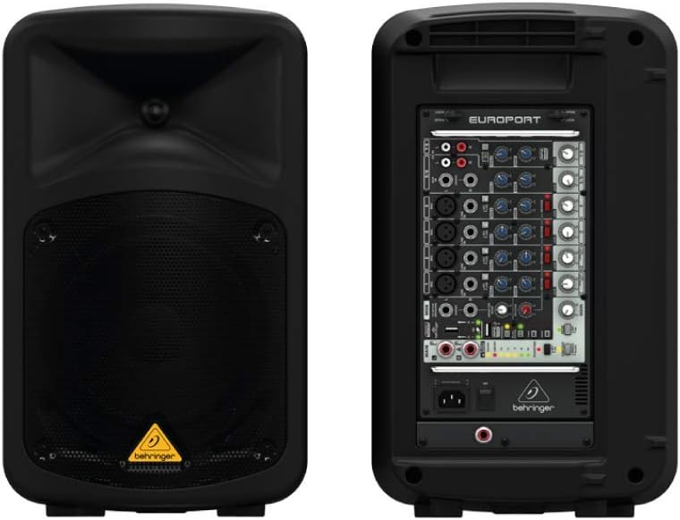 Behringer EUROPORT EPS500MP3 Ultra-Compact 500 Watt 8 Channel Portable PA System with MP3 Player, Reverb and Wireless Option