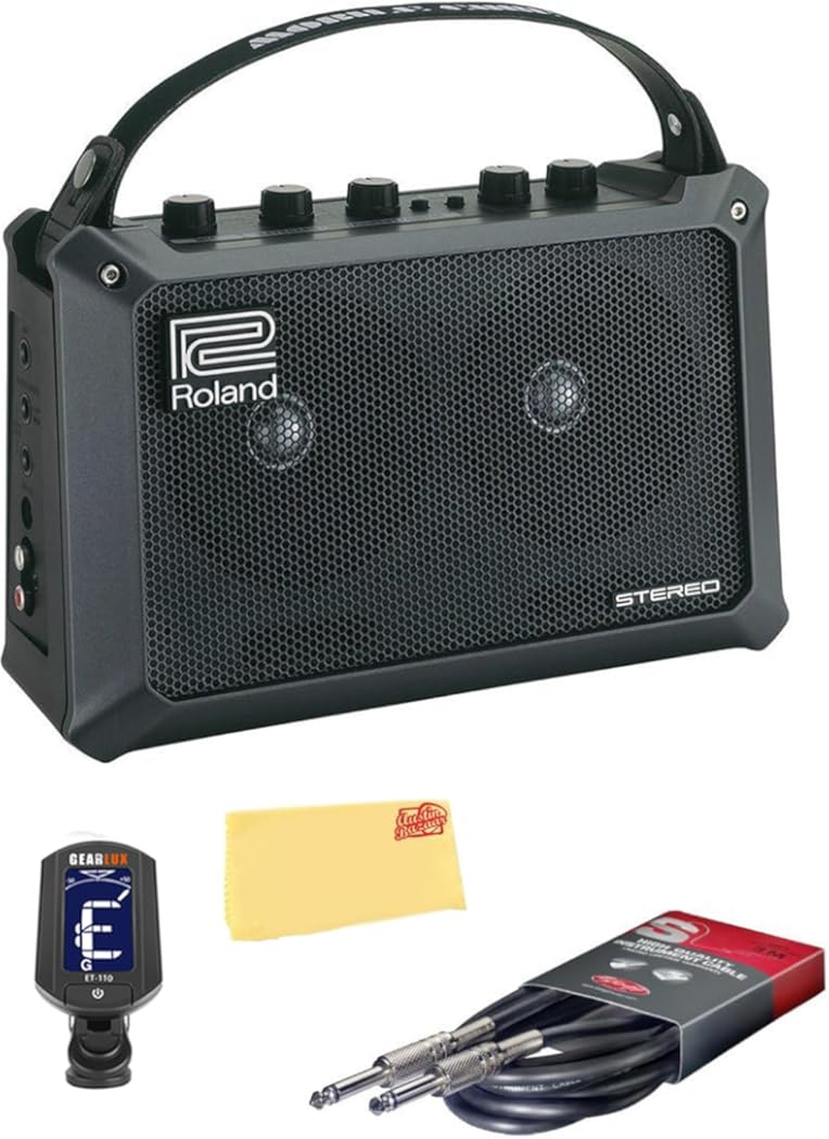 Roland Mobile Cube Battery-Powered Stereo Amp Bundle with Tuner, Instrument Cable, and Austin Bazaar Polishing Cloth