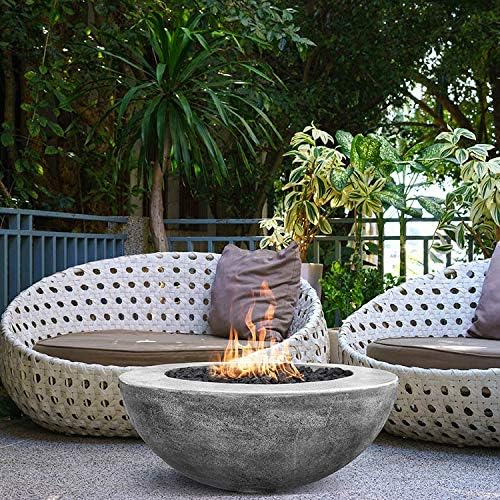 Prism Hardscapes Moderno 6 Concrete Gas Fire Pit (PH-440-5NG), Natural Gas, Ultra White, 39-Inch