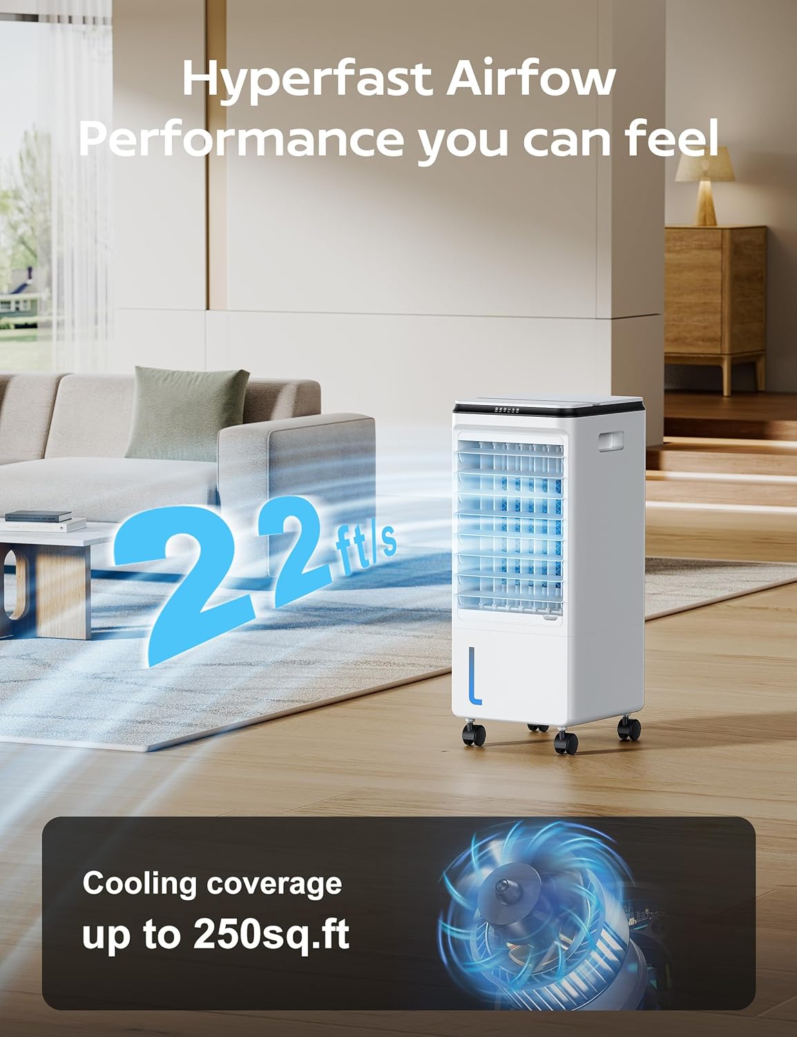 Windowless Portable Air Conditioner for Room, Evaporative Air Cooler w/7H Timer, 4 Modes & 3 Speeds, Swamp Cooler air conditioner with remote, Portable ac Unit no Window no Hose Needed, Pearl