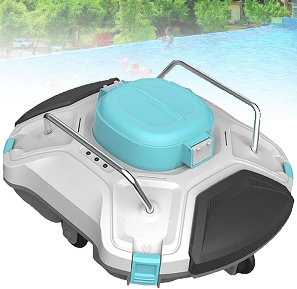 Fully Automatic Pool Vacuum Cleaner, Cordless Robotic Pool Cleaner, Smart Navigation Wall-Climbing Underwater Cleaning, Easy to Clean Filter Cartridges, for Pools