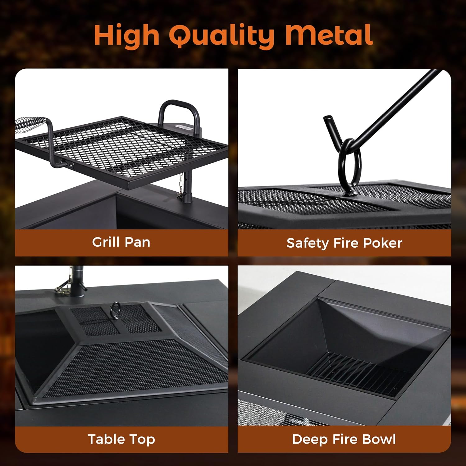 BALI OUTDOORS Fire Pit with BBQ, Outdoor Fire Pit for Wood Burning, Patio Firepits for Outside with Grill