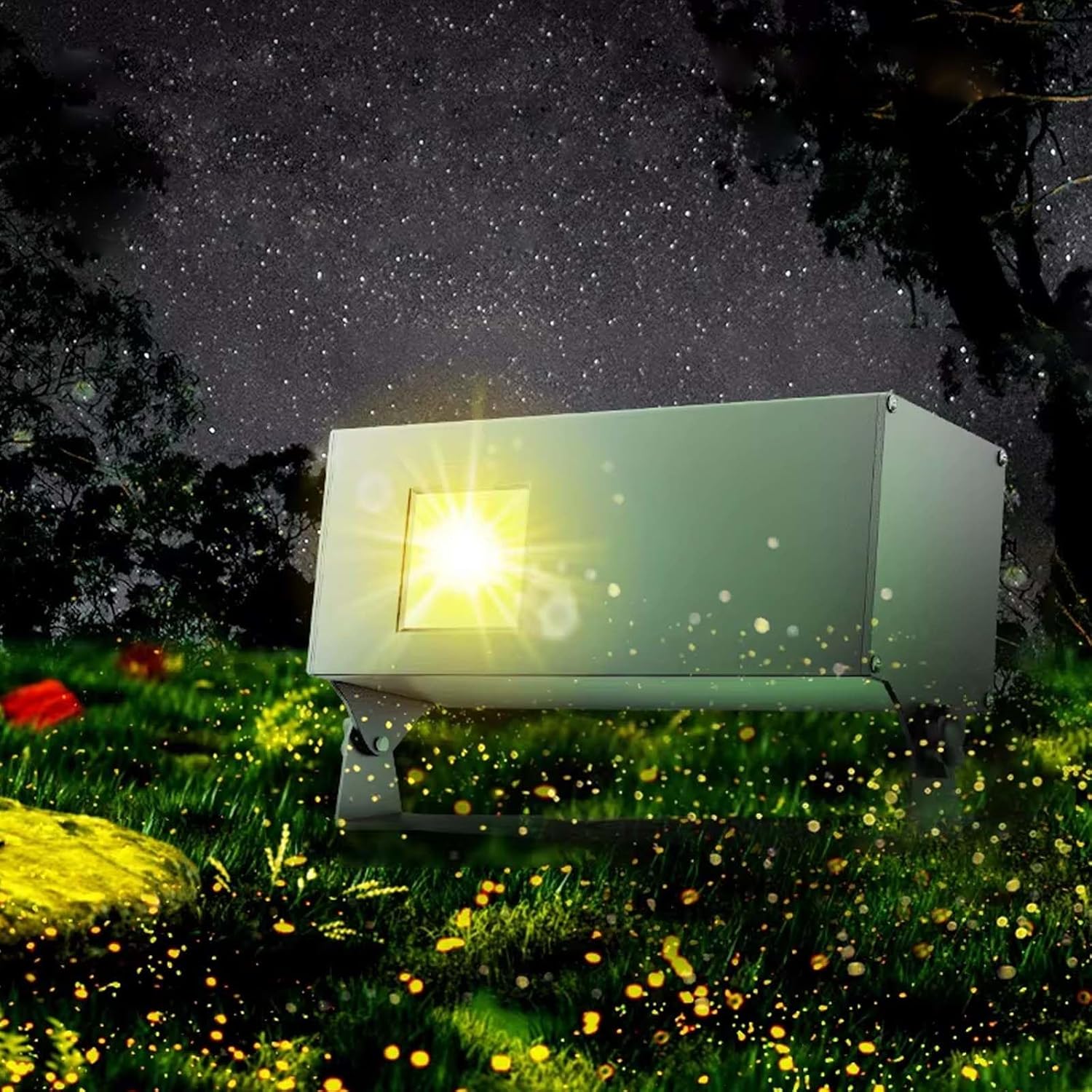 Outdoor Lights Projector, Motion Star Lamp Show, Landscape Spotlight with Remote, Decorations Stage Lights, Adjustable 300° Angle, 3 Lighting Modes (Yellow)