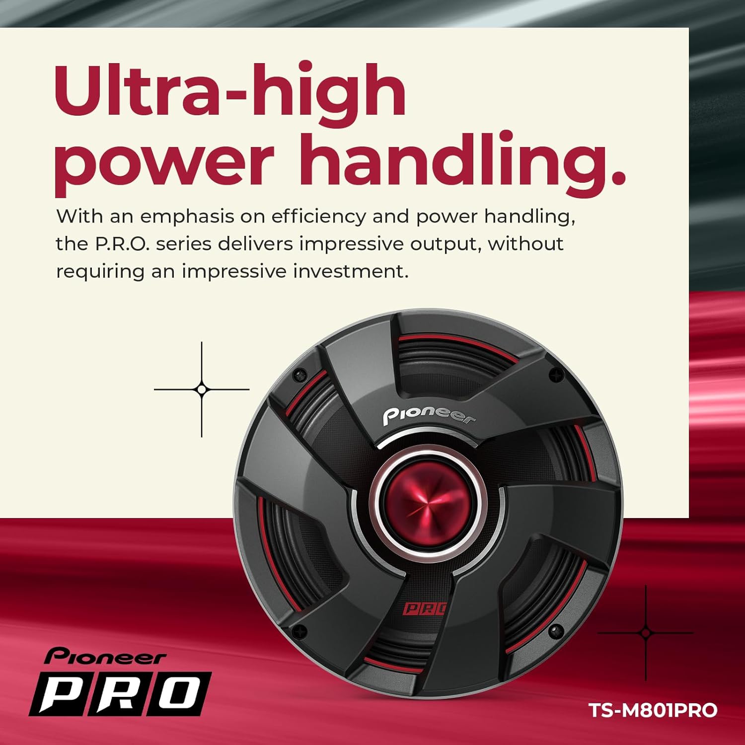 Pioneer P.R.O. Series TS-M801PRO 8” Speakers (Pair) – 600W Max, Perfect for high-SPL Builds and pro-Level car Audio