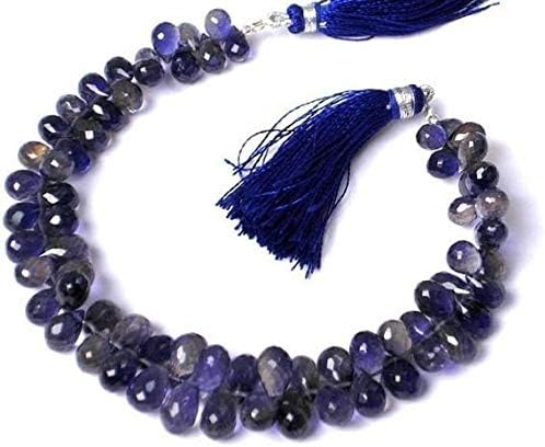 13 inch natural beads strand of 7x5-11x6mm faceted drop iolite gemstone briolletes beads for DIY jewelry - necklace, bracelet, earring, ring.