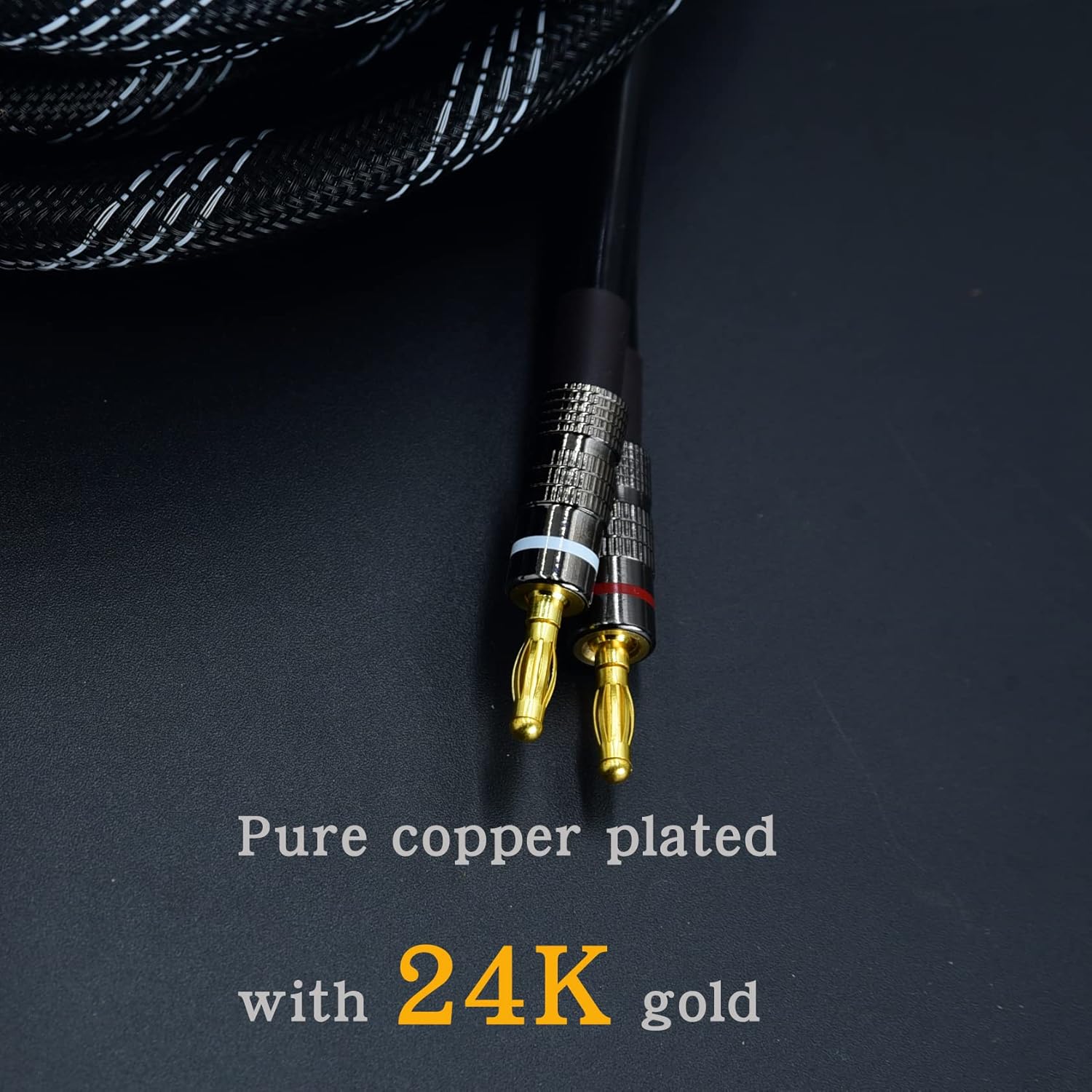 Arklove 30ft 2packs 13awg Speaker Cable Premium Heavy Duty Braided Wire Dual Banana 2 Plug to 4 Banana Male Plugs Frequency Division 2 Banana Plugs - 4 Banana Plugs 1pair