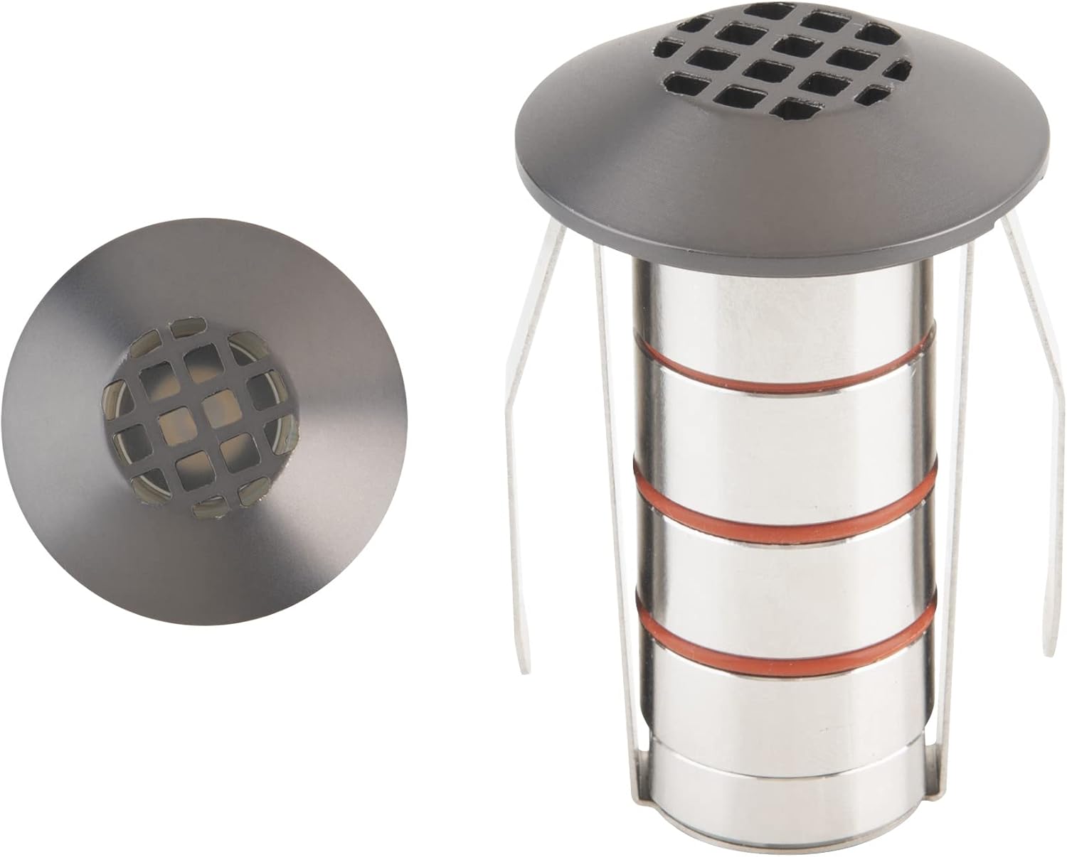 WAC Landscape Lighting, LED 1in 12V Round Beveled Top Inground Indicator Light with Honeycomb Louver for Glare Control 3000K in Stainless Steel Coated with Bronze