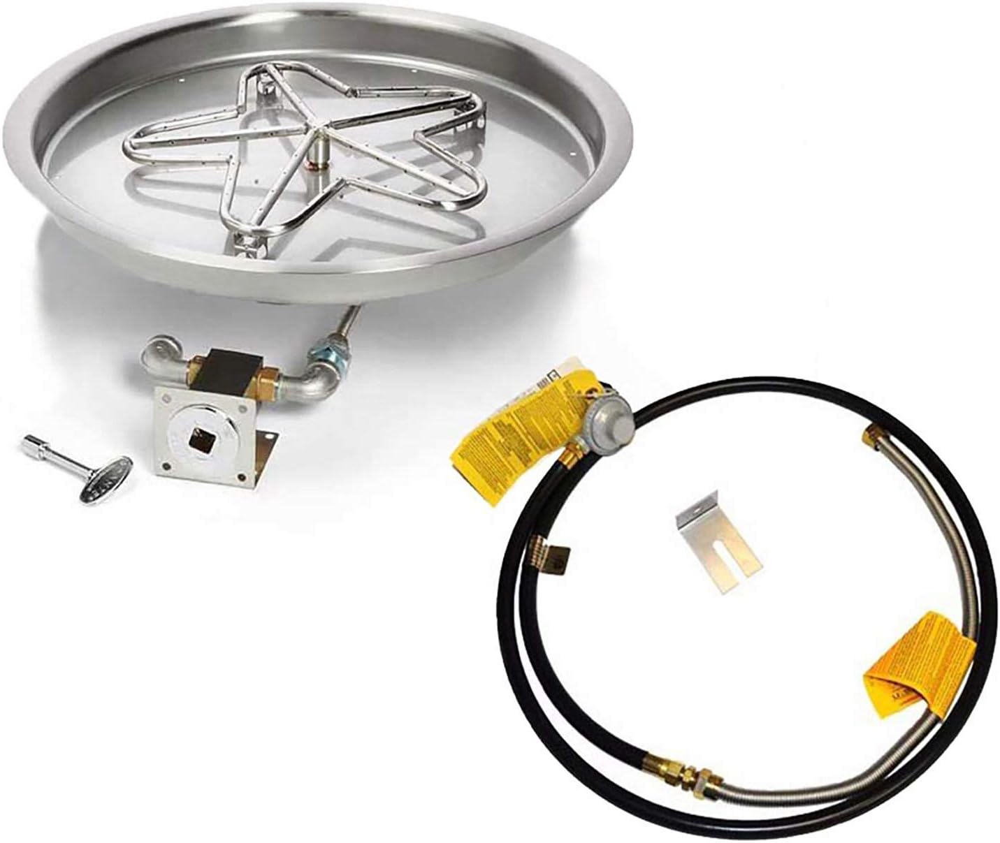 HPC Fire Match Light Gas Fire Pit Kit (TOR-PENTA19MLFPK-FLEX-LP-ST), 19