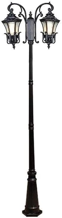 Creative 2-Lights 3m European Outdoor Pillar Post Light Lawn Glass Lantern High Pole Column Lamp Waterproof Antirust Garden Landscape Street Lighting Road Pathway Lamp E27 Lights