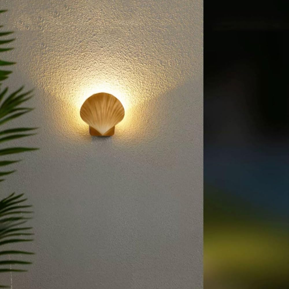 Shell Shape Outdoor Wall Lights Exterior Lighting Fixtures LED,3000K/4000K/6000K Adjustable Outdoor Wall Mount Porch Lights,Outdoor Lamp for Patio Garage Coach Wall Mount