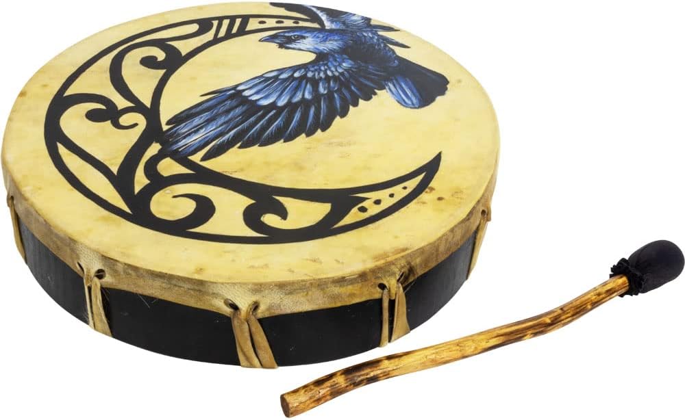 Ceremonial Frame Drum - Moon & Raven, 12