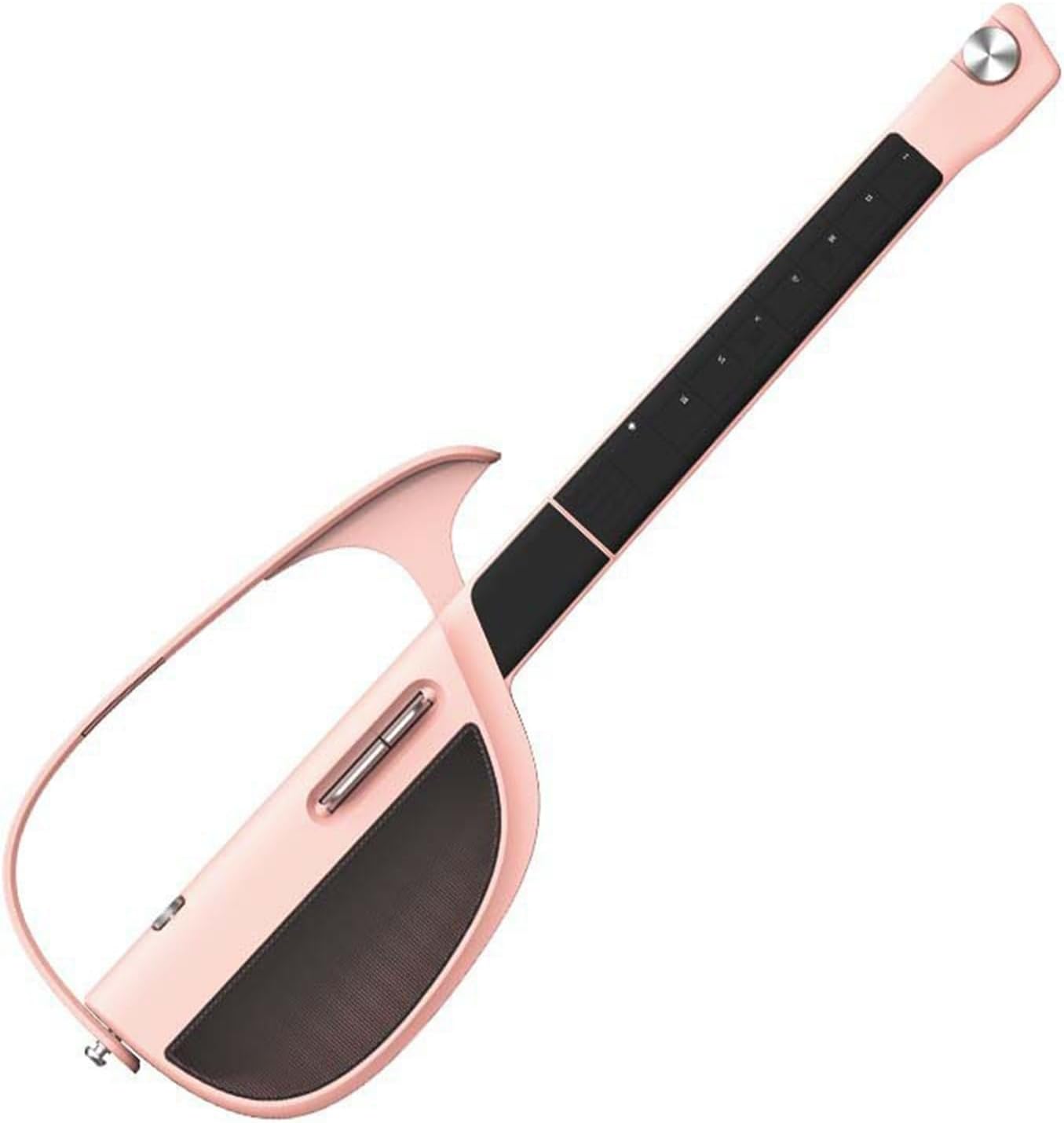 Bewinner Smart Stringless Electric Guitar, Fusion Accompaniment Guitar with Earphone Jack, Automatic Playing Chord Accompaniment, Playing and Singing One Person Band (Pinkish)