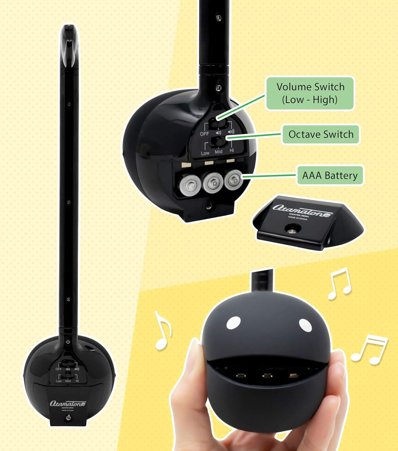 Otamatone Black Japanese Electronic Musical Instrument Portable Music Synthesizer Collector's Set Regular + Deluxe