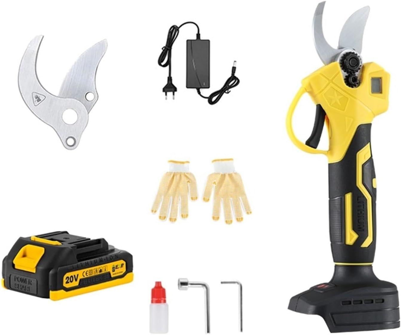 Tree Branch Pruner 20V Cordless Electric Pruner Pruning Shear Efficient Fruit Tree Bonsai Pruning Branch Cutter Landscaping Power Tool with Battery Sharp, Powerful & Clean Cut