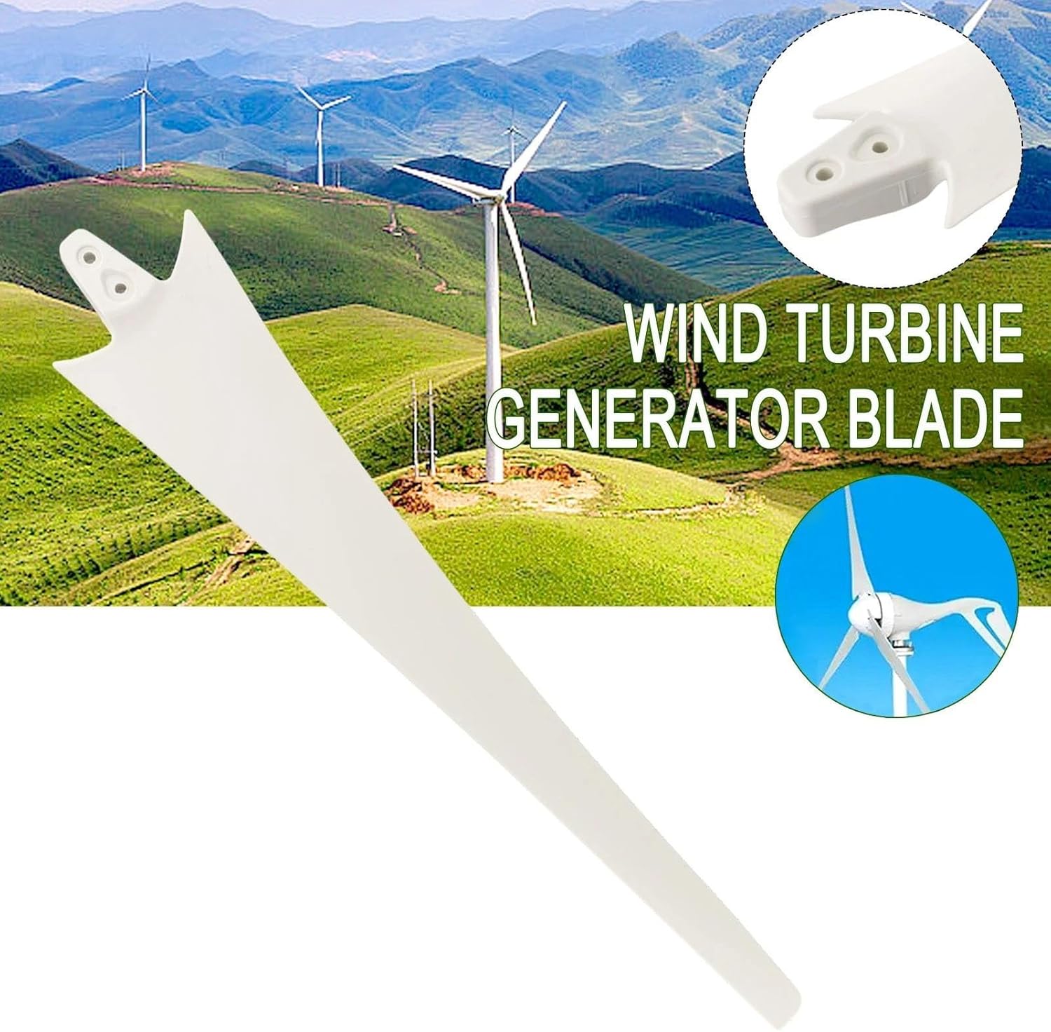 5 PCS Wind Turbine Blades Kit Hub Hood Screws - 530/550/580/600/630/650/750/800mm Horizontal Axis White Replacement Blades For Wind Generator(600mm)