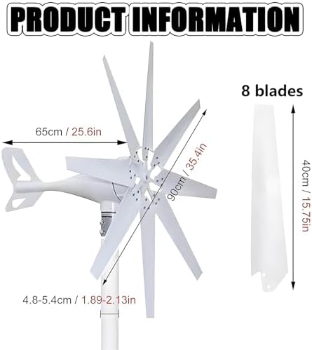 8-Blade Wind Turbine Generator, 20000W Portable Vertical Axis Windmill, Low Noise Renewable Energy Kit for 12V Hybrid Solar & Wind Systems