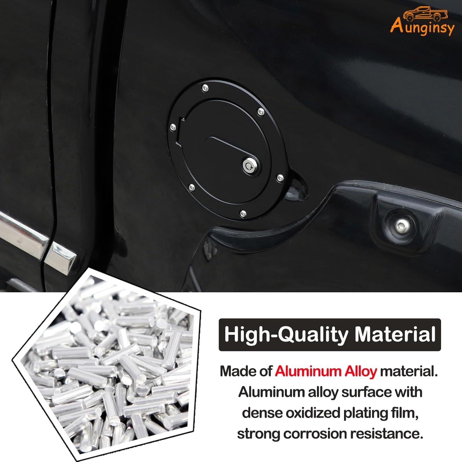 Aunginsy Car Fuel Tank Cap Replacement Anti-theft Lock Cap Fit Toyot@a Tundra 2007-2021 Truck Door Locking Gas Cap Tank Cover Fuel Filler Door Protector with Lock Trim Cover Decoration Kit Accessories