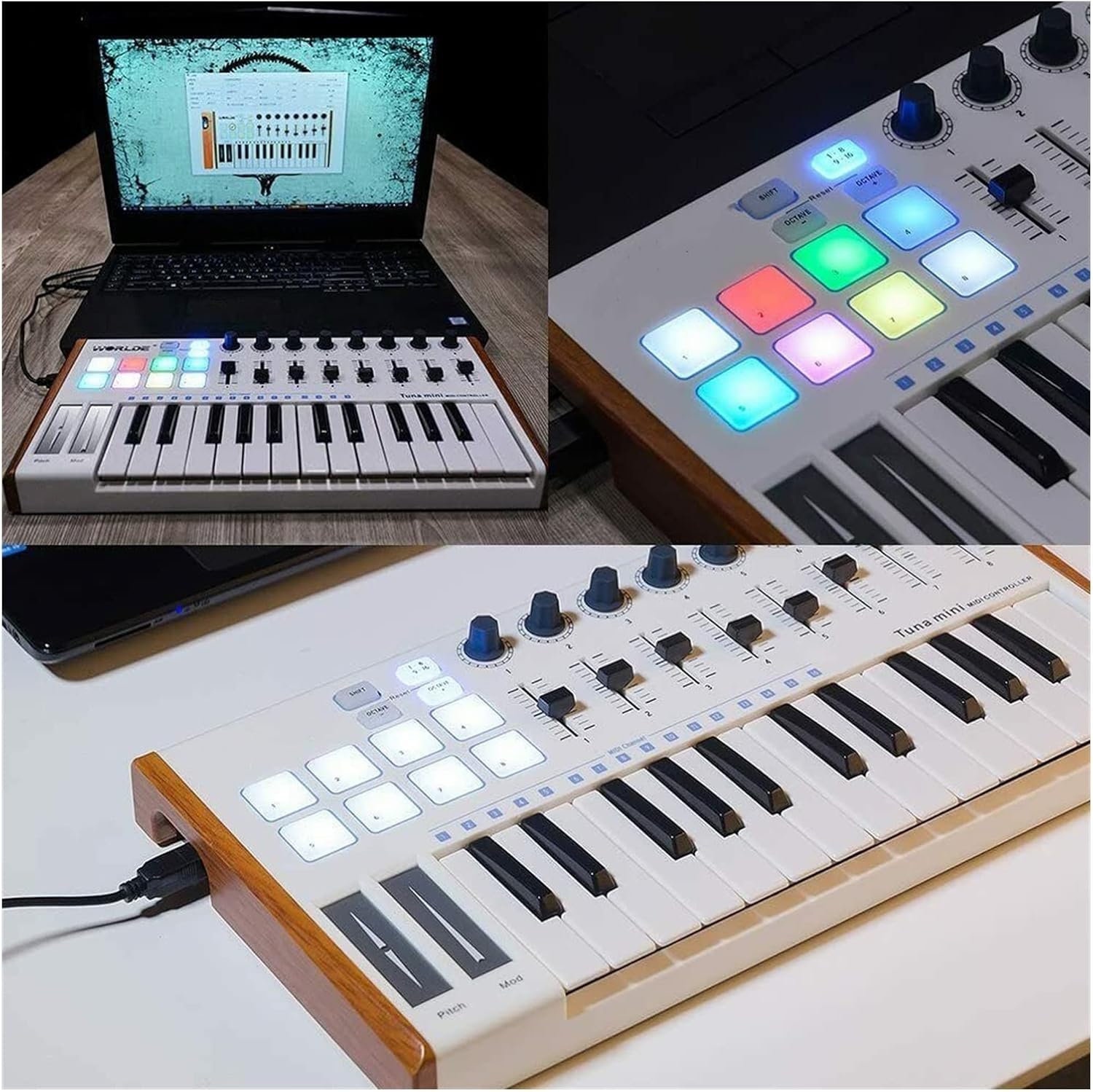 Keyboard Piano 25 Keys USB MIDI Keyboard Controller 8 RGB Backlit DJ Pianos