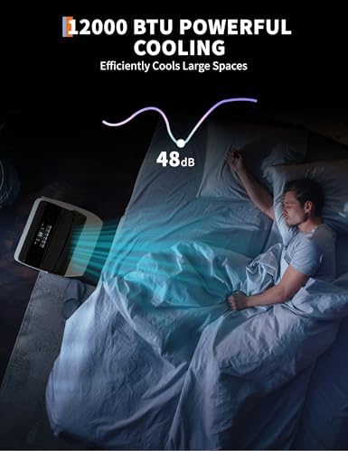 Garvee Portable Air Conditioner, 12,000 BTU Air Conditioner Cools up to 550 Sq.ft, Portable AC Built-in Cool with Dehumidifier and Fan Modes, Remote Control and Easy Window Installation Kit, Black