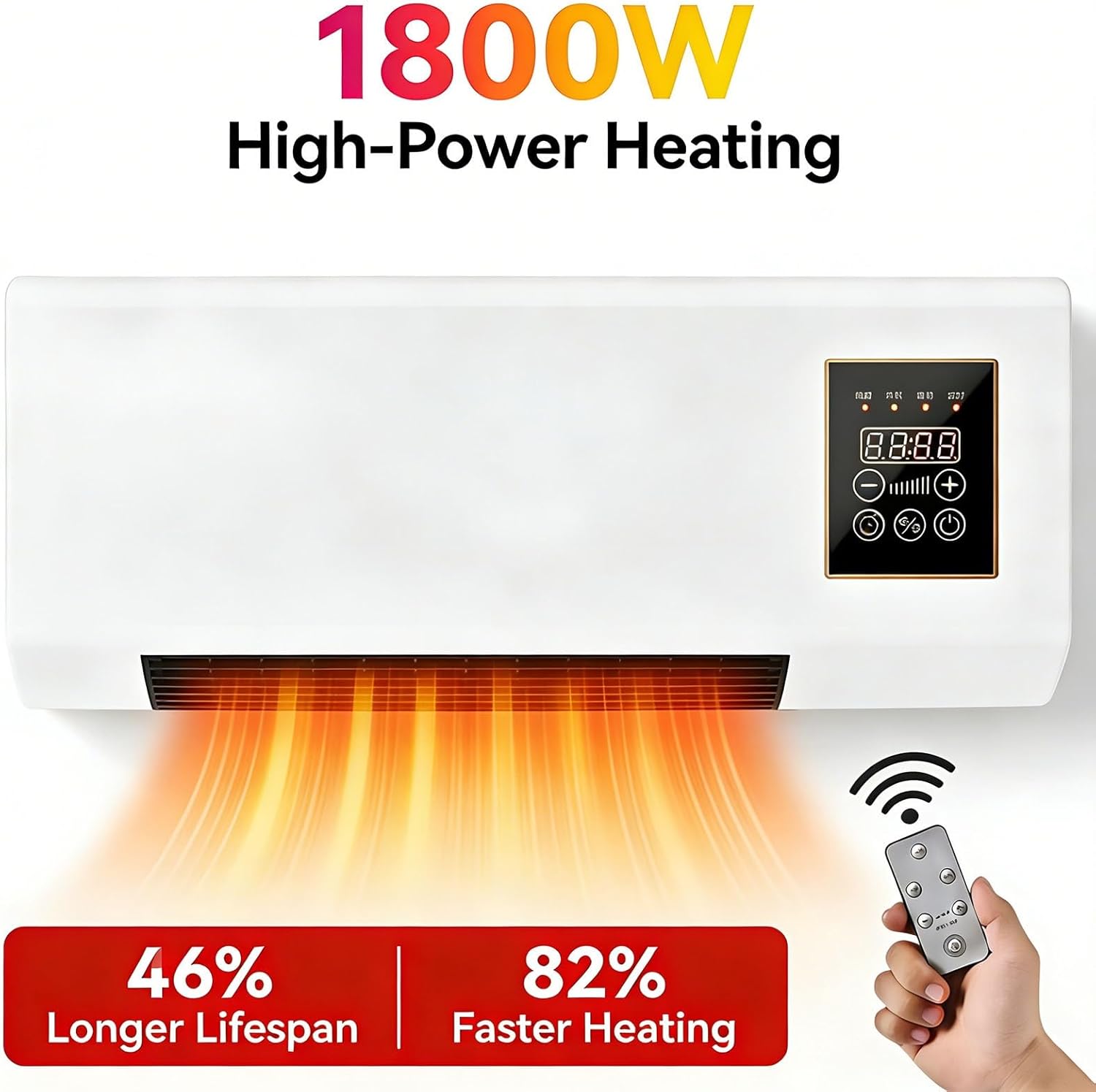 Portable Ductless Air Conditioner 2-in-1 Mini Wall Air Conditioner Fan with Cooling & Heating AC with An Anti Overheating System, Kitchen Wall Fan for Room, Bedroom, Office(Yellow)