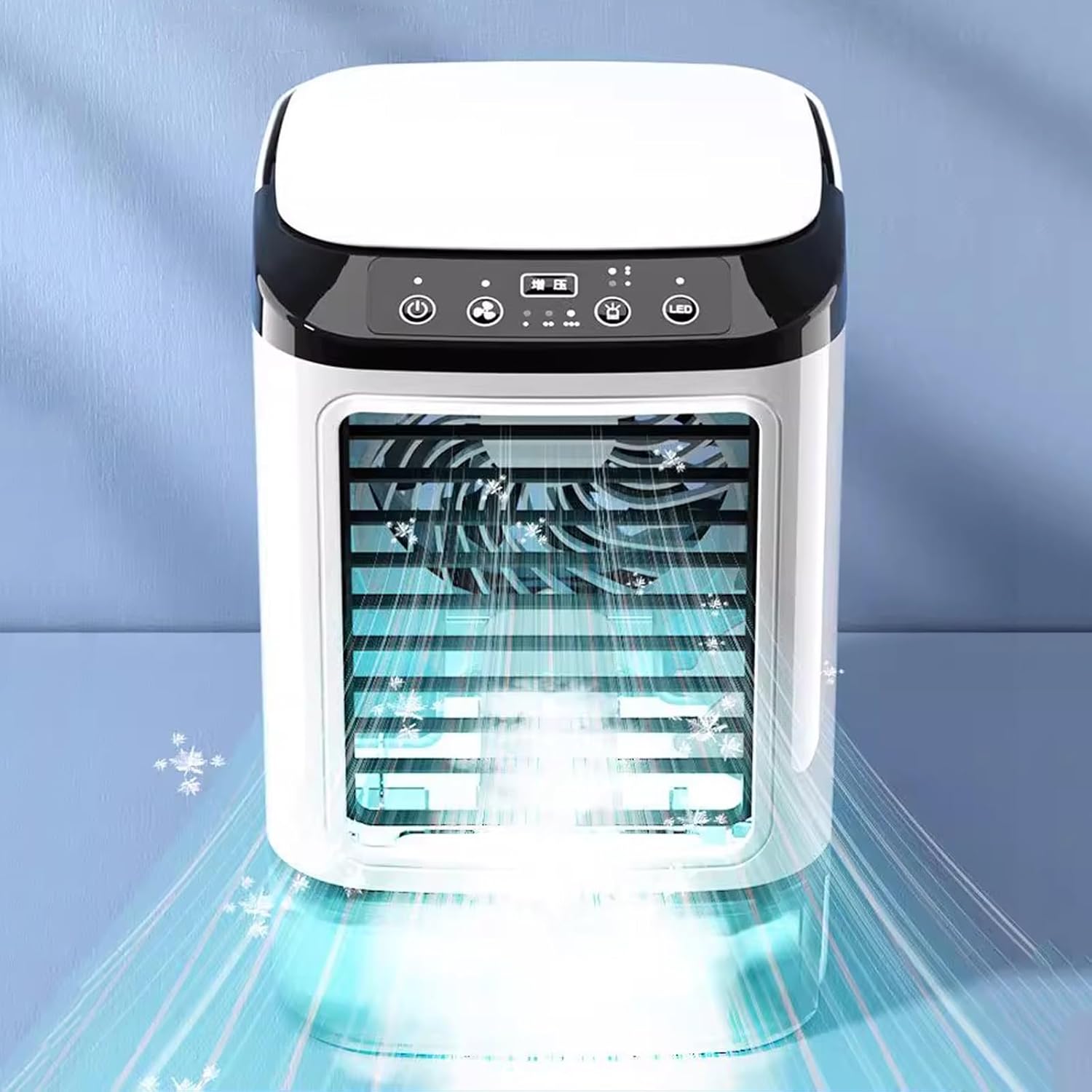 Desk Air Conditioner Small Quiet with 900ml Water Tank Mini Portable Air Conditioner Fan 3 Speeds Cooling Fan for Room Garage Patio Camping