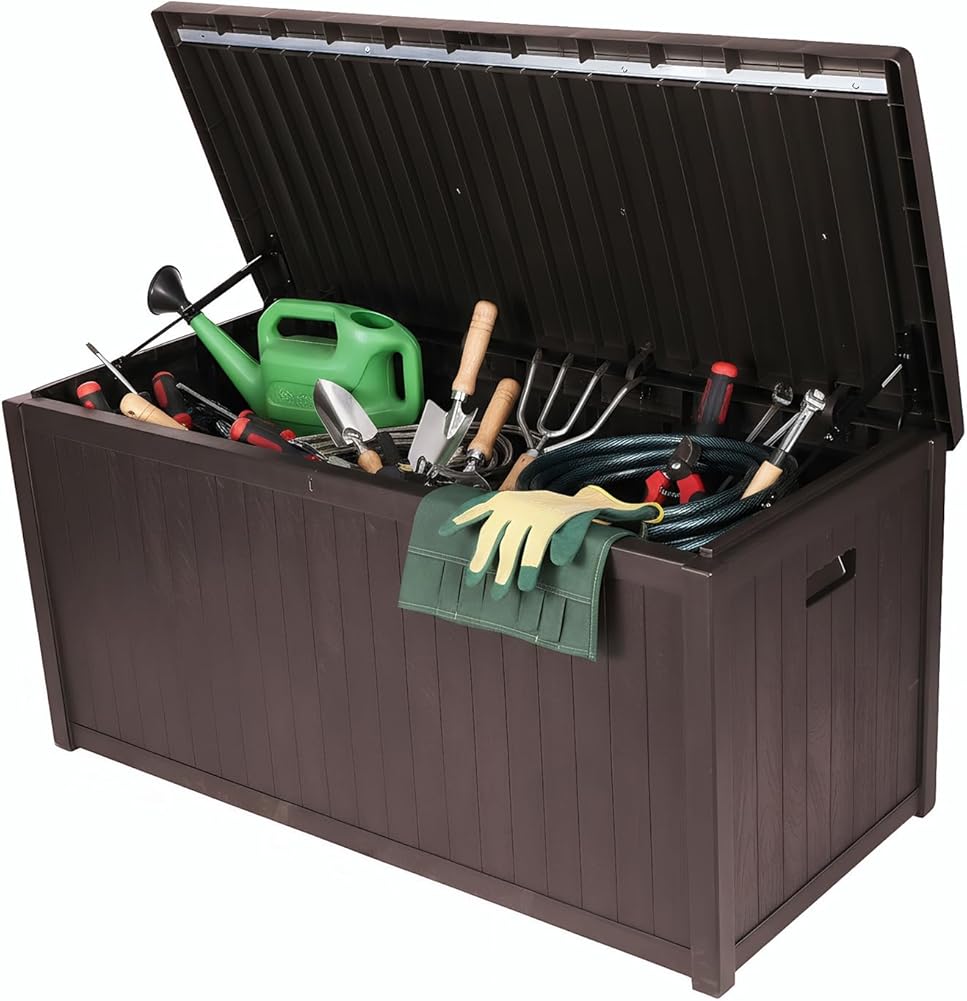 Large Organization and Storage Box-Storage Container Waterproof for Furniture Outdoor Cushions Garden Tools Outdoor Storage Box Lockable Waterproof