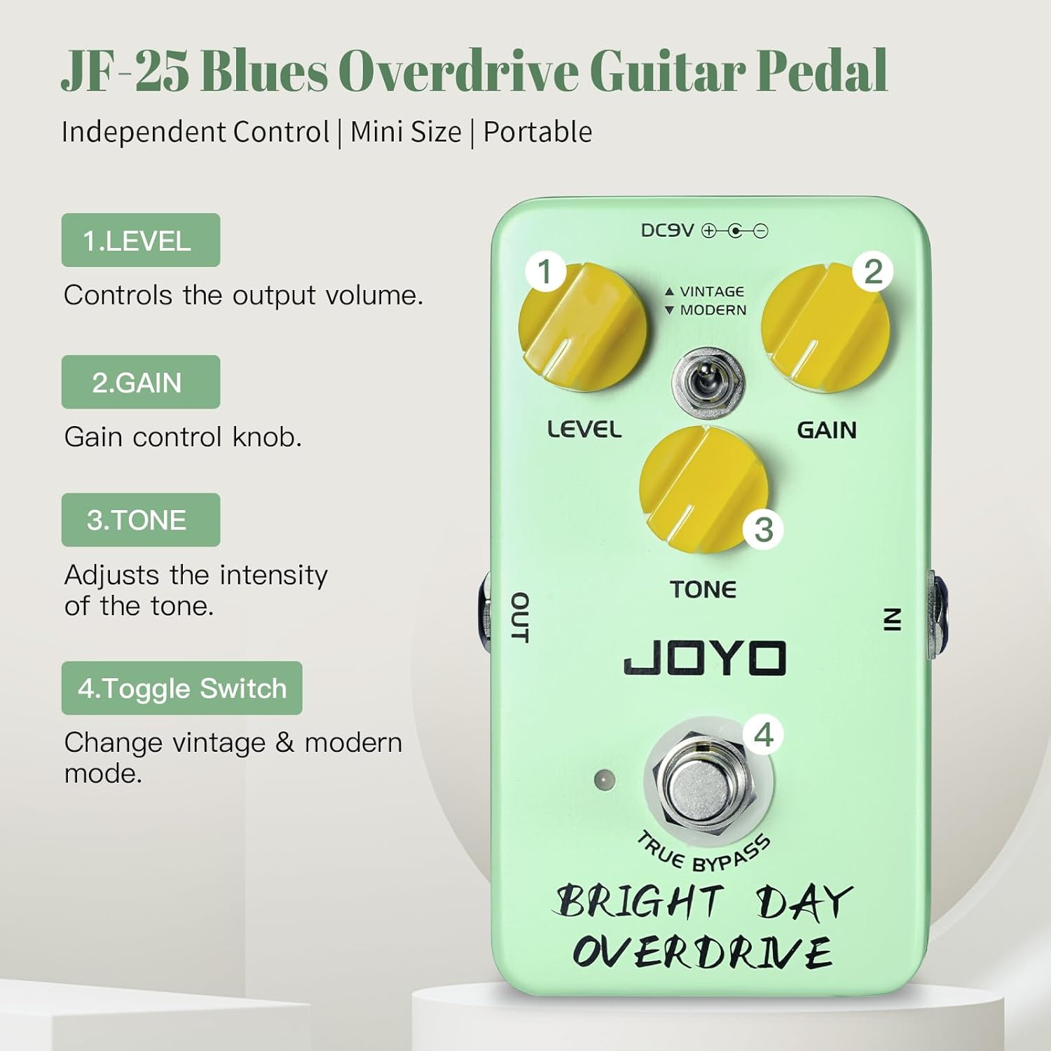 JOYO JF-25 Blues Overdrive Guitar Pedals True Bypass and 5W Mini Practice Guitar Combo Amplifier JA-02 II Black