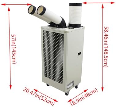 220V Industrial Air Conditioner Outdoor Air Conditioning Fan Equipment Single Tube 780m³/h 2100W White