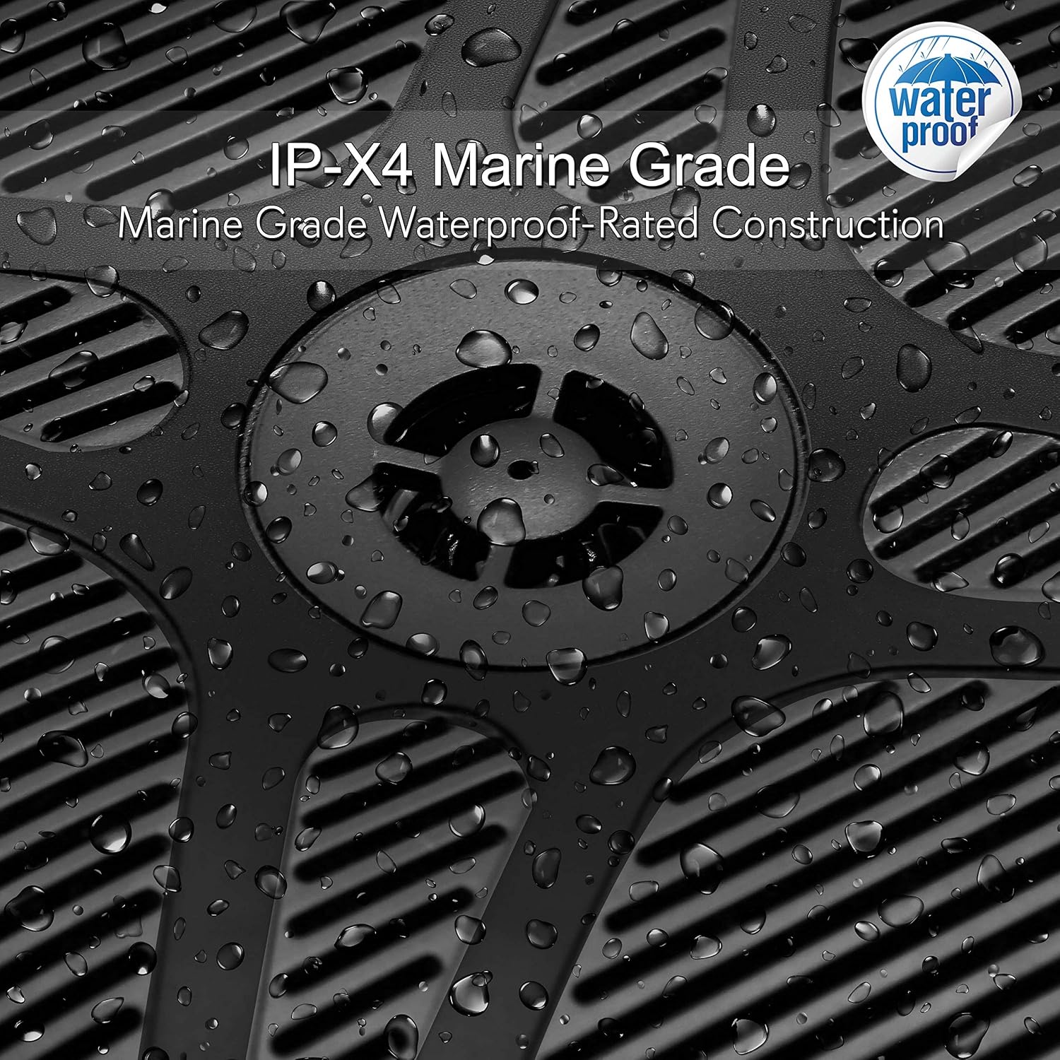 Pyle 6.5 Inch Dual Marine Speakers - Waterproof and Bluetooth Compatible 2-Way Coaxial Range Amplified Audio Stereo Sound System with Wireless RF Streaming and 600 Watt Power-1 Pair-PLMRF65MB (Black)