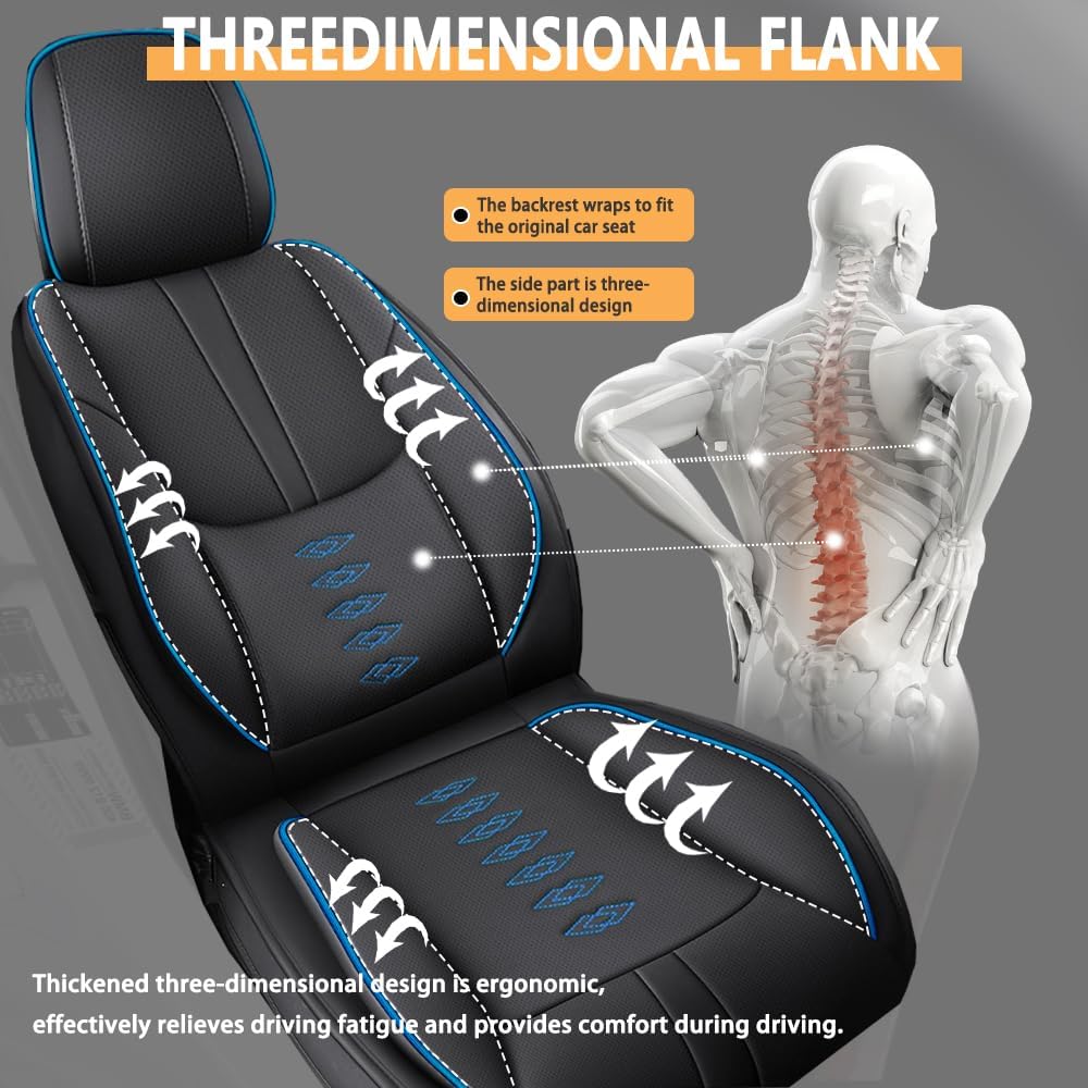 Full Set Seat Covers for Jeep Renegade 2015-2023,Leather Car Seat Covers,Soft Interior Accessories Seat Cushion Cover,Waterproof Automobile Seat Protectors for Renegade(Black Blue,Standard)