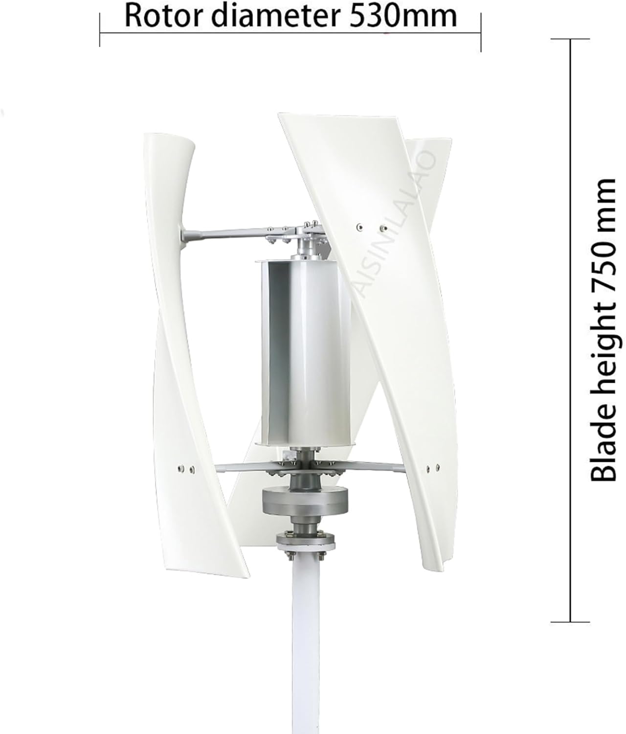 Vertical Wind Turbine Kit,5000W 12V/24V/48V 3 Blades Wind Turbine Generator Windmill Generate Set for Garden Lighting to Generate Electricity(White)