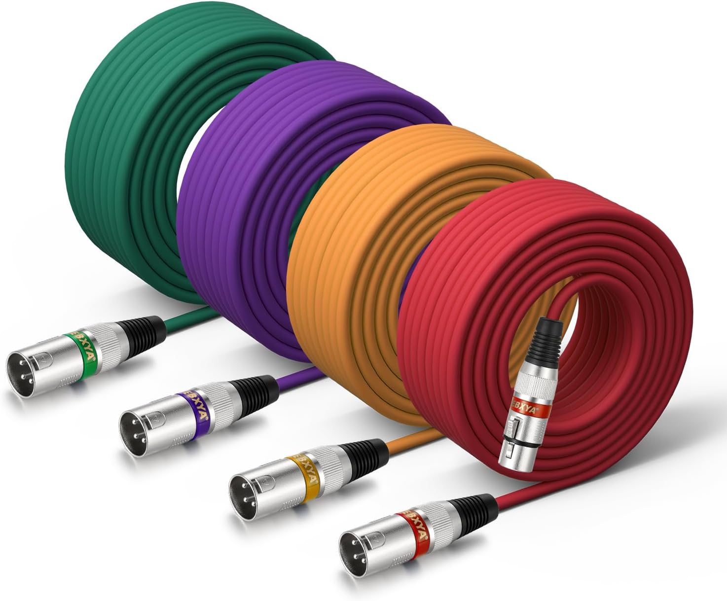 EBXYA XLR Cable 50 Feet - DMX Cable with 3 Pins Balanced Shielded XLR Male to Female Mic Cable Cords (4 Colors)