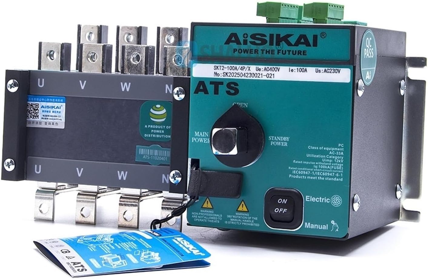 ATS Dual Power Automatic Transfer Switch 4P 100A 250A 300A 630A AC220V Working Voltage for Generator Parts(630A 4P)